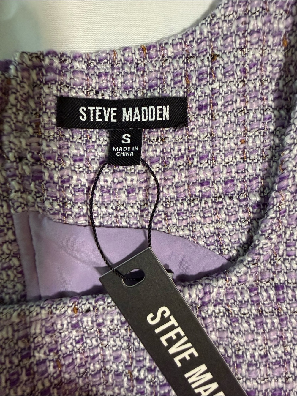 Steve Madden Lavender Tweed Crop Top NWT Small Square Neck Sleeveless - Picture 5 of 10